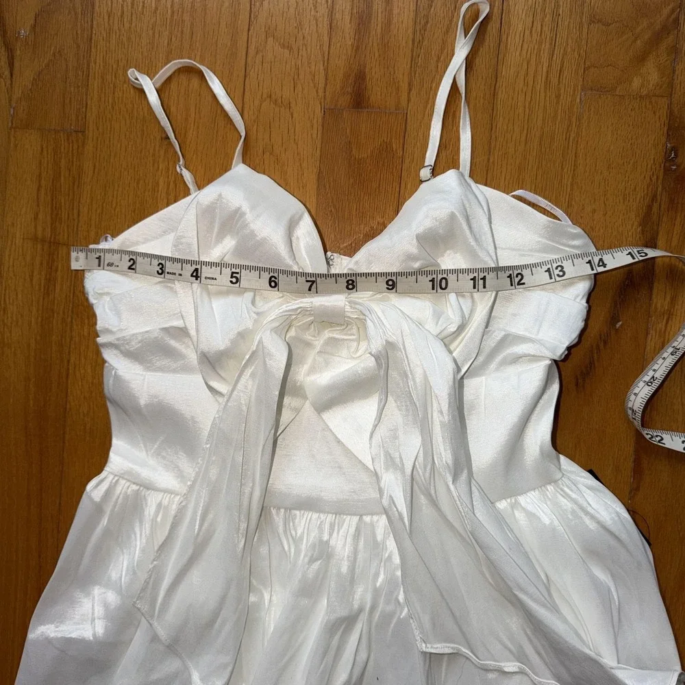 NEW Lulus Dress M White Satin Bow Front Fit & Flare Mini Bridal‎ Party Dress